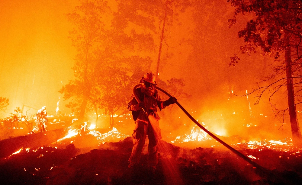 Firefighter working on wildfire