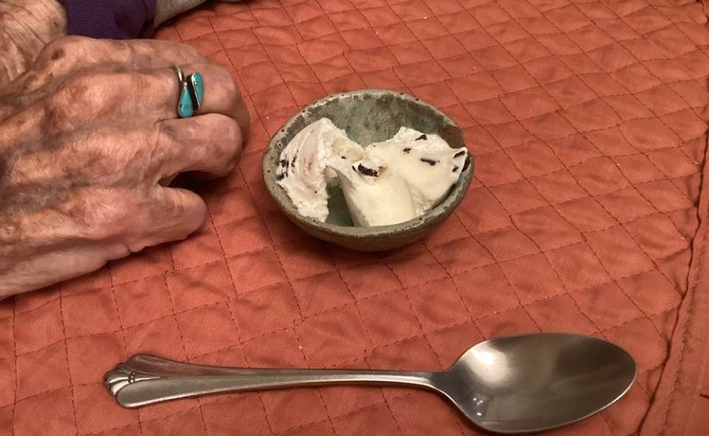 Ice cream in a pinch pot